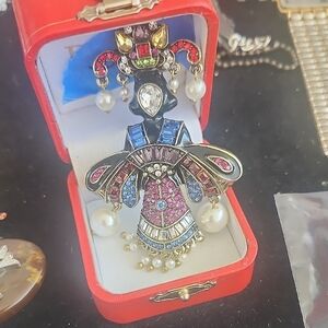 Heidi Daus Multicolor Jeweled Dancer Brooch -